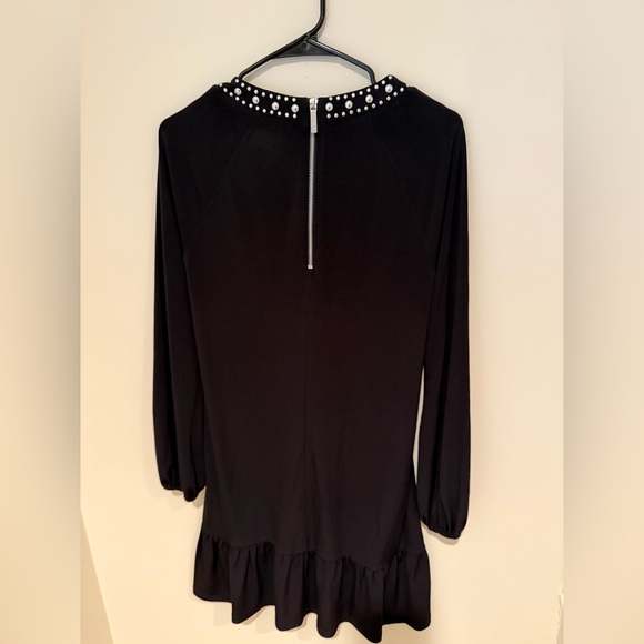 Michael Kors Studded Flounce Black Long Sleeve Dress - Picture 4 of 6